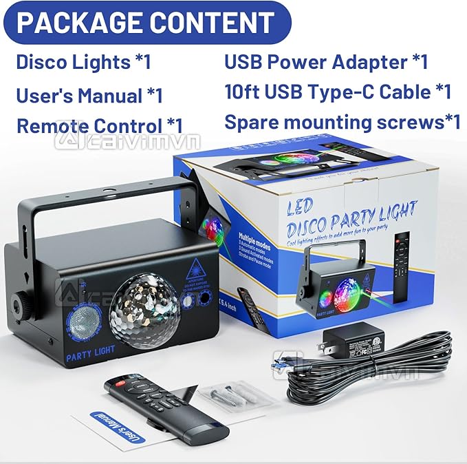 Party Lights, Disco Light Dj Disco Ball LED Sound Activated Stage Lights with Remote Control for Parties Bar Club Pub Christmas Birthday Wedding Holiday Dance Xmas Decorations