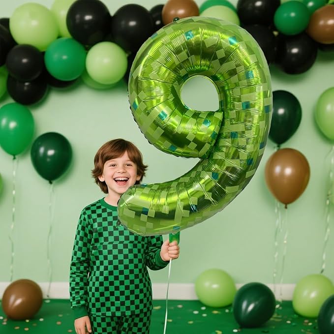 Green Number Balloons, Gaint Green Pixel Number 4 Balloon 40 Inch Dark green 4 Balloon for Boys Girls Kids 4th Birthday Party Decoration