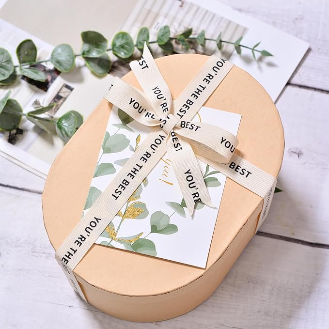 Ribest Cotton Custom Teacher Ribbon, 5/8 inch × 10 Yard, Natural Cream Ribbon with You're The Best Printed for Gift Wrapping Crafts Flower Bouquet Birthday Decoration