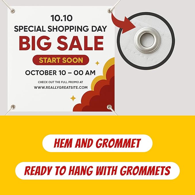 Custom Vinyl Banner with 150+ Sizes – Personalized Outdoor or Indoor Sign – Any Color & Design – Made in USA – Party, Business, Event Use