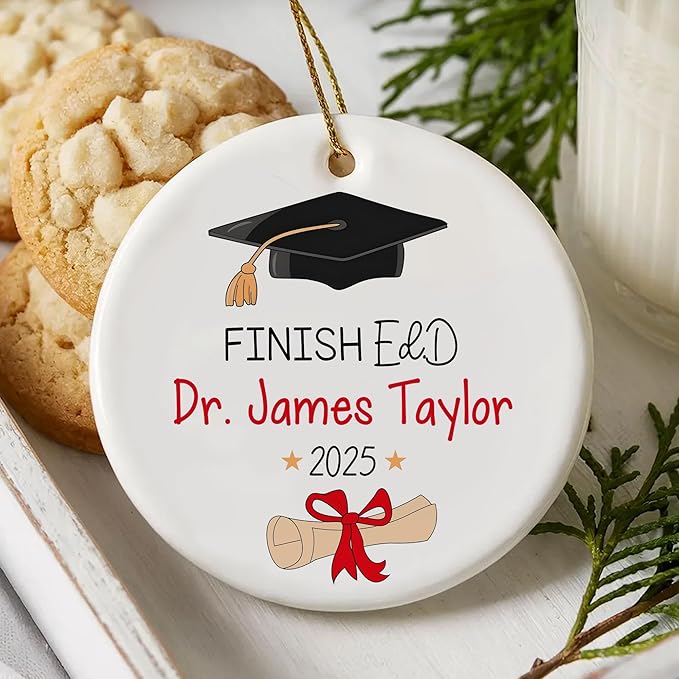 Custom Doctor Christmas Ornaments 2025, Doctor of Education Ornament, Ed.d Doctorate 2025 Finished EDD Graduation, Doctoral Ornament Gifts for Women Men, Christmas Decorations, Dr Gifts for Him Her
