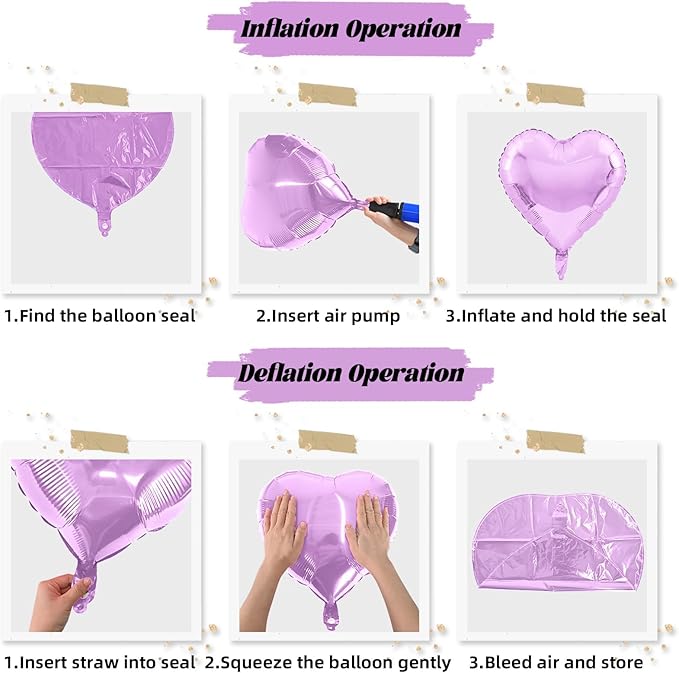 Purple Foil Heart Balloons, 12Pcs Lavender Purple Heart Shape Mylar Balloons, 18 Inch Light Purple Helium Heart Balloons for Girls Women Birthday Wedding Baby Shower Valentines Anniversary