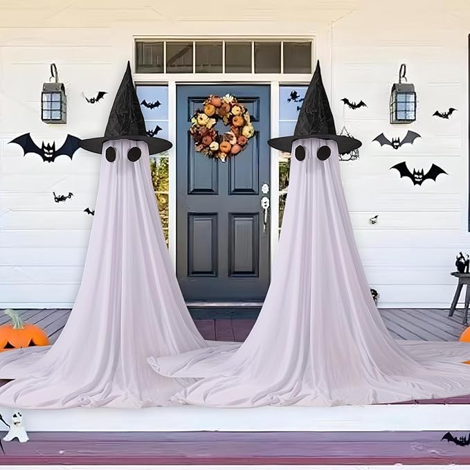 2Packs Halloween Decorations Outdoor,Halloweens Party Decoration Indoor,Spooky Ghost with Remote Control String Lights,Halloween-Ghost Lights for Porches Yards Gardens Lawn (Ghost Pet)