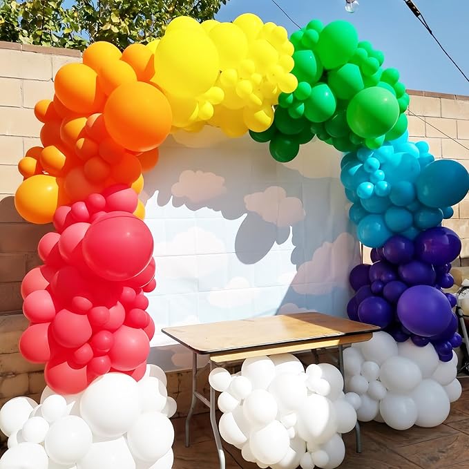 98pack Rainbow Balloons Different Size 18/12/10/5 Inch Rainbow Colorful Balloon Garland Arch Kit for Graduation, Wedding, Birthday, New Year, Anniversary Party Decorations