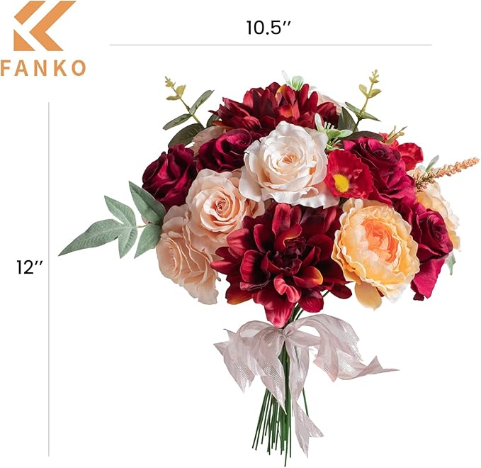FANKO Rose Artificial Flowers Combo for DIY, Fake Rose Silk Flowers with Greenery, Faux Flowers for Wedding Bridal Bouquet, Baby Shower, Table Centerpieces, Floral Arrangement, Party Home Decoration