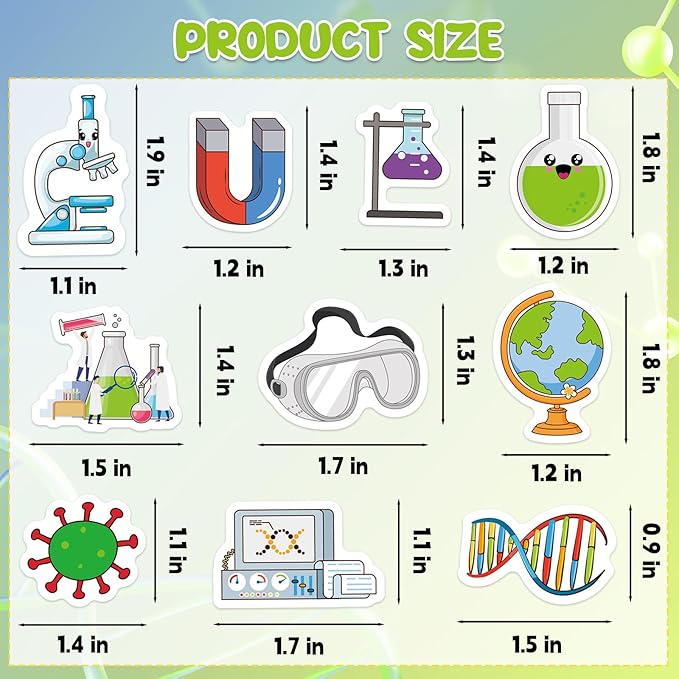 300Pcs Science Foam Stickers, Self-Adhesive Chemistry Biology Physics Stickers Science Laboratory Decals Sticker Decorations for Home Office School DIY Art Craft Teacher Classroom Supplies
