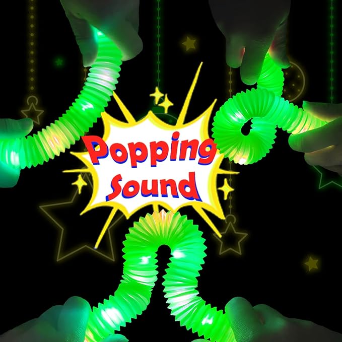 12-24 PCS Green Glow Sticks Christmas Party Favors for Kids,LED Light up Pop Tubes for Toddlers,Neon Necklaces Bracelets Accessories,Glow New Year Eve Party Supplies Birthday Dance Camping Decorations