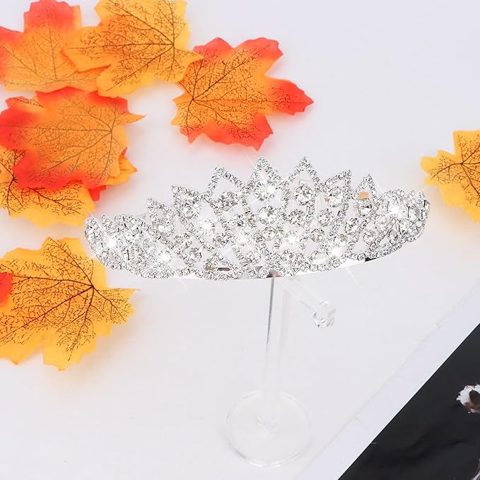 Silver Crown Tiaras for Women Crystal Queen Crown Princess Elegant Crowns with Combs for Bridal Wedding Prom Birthday Party-Pattern 2