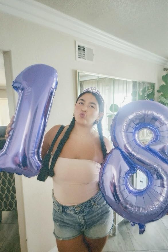 Lilac Number 1 Balloon 40 inch, Number 1 Birthday Balloons for Boy Girl, Lavender Foil One Balloon for 1st 10 11 12 16 18 Birthday Party, Anniversary Celebration Numbers Decorations