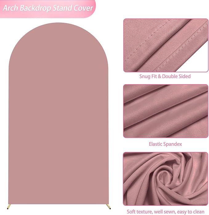 Wokceer 7.2 FT Wedding Arch Stand and Arch Cover, Metal Arch Backdrop Stand with Arch Stand Cover for Birthday Party Wedding Ceremony Bridal Baby Shower Event Decor, Light Dusty Rose