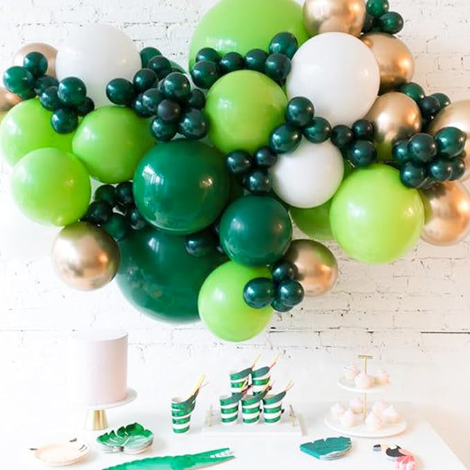 PartyWoo Dark Green Balloons 100pcs 5 Inch Emerald Hunter Forest Green Balloons for Wedding Boy Baby Shower Birthday Christmas Graduation Dinosaur Jungle Golf Theme Party Decorations Green-Y56