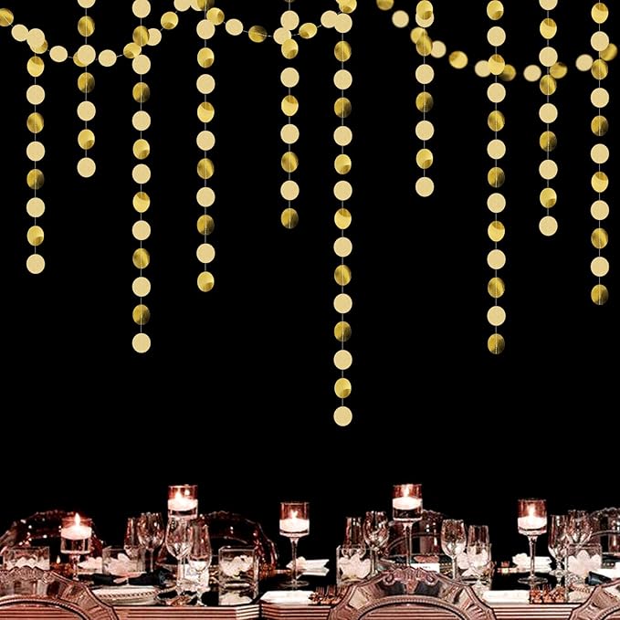 Champagne Gold Engagement Party-Decorations Paper-Garland - 52ft Glitter Wedding Hanging Streamers Banner,Bachelorette Bridal Shower Birthday Christmas Housewarming Backdrop Decor Burgleda