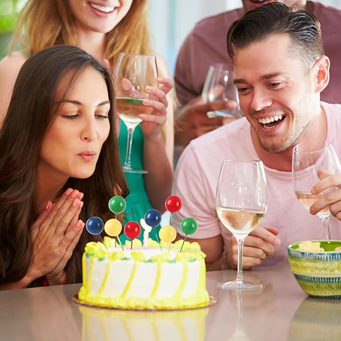 Sieral 40 Pcs Mini Balloon Cake Toppers Colorful Rainbow Topper Round Clay Balls Cupcake Toppers for Birthday Baby Shower Wedding Party Decorations(Red Yellow Blue Green,Foam)