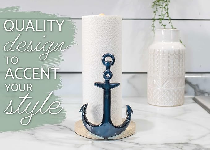 Elanze Designs Nautical Anchor 12 inch Resin and Wood Paper Towel Holder