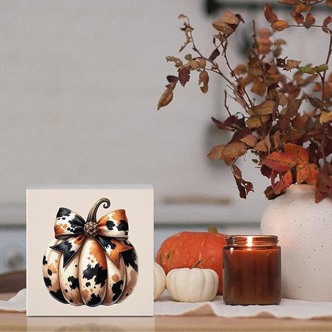 Cute Fall Decor Bow Pumpkin Fall Decorations for Home Office Autumn Pumpkin Decor Funny Autumn Decorations for Desk Table 5 x 5 inches