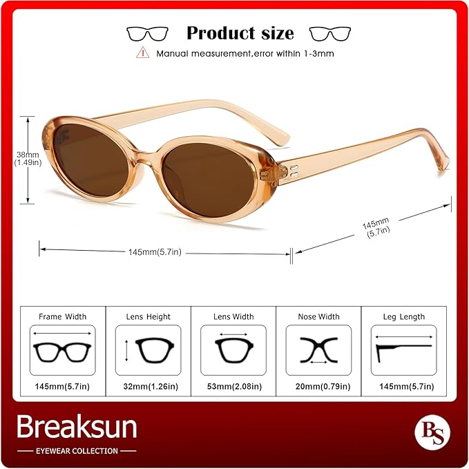 Retro Oval Sunglasses for Women Men Fashion Small Oval Sunglasses 90s Vintage Shades