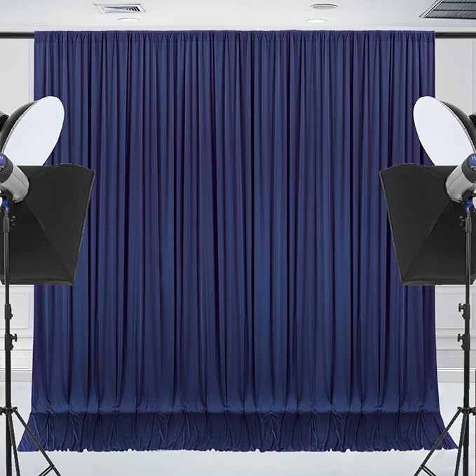 30x10ft Wrinkle Free Navy Blue Backdrop Curtain for Parties Soft Fabric Drapes Wedding Curtain Backdrop for Birthday Party Decorations Background for Photography 5x10ft, 6 Panels
