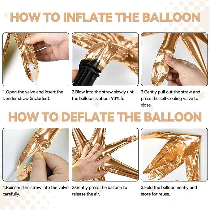 18 Pcs Cream Star Balloons, Caramel Brown Balloon with 6 Pcs 22-Inch Explosion Star Balloons 12Pcs 10-Inch Four Pointed Stars Foil Balloon for Boho Wedding Baby Shower Birthday Party Decoration