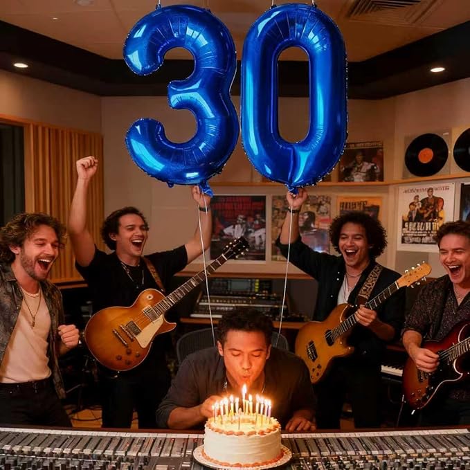 Laser Navy Blue Number 30 Balloons 40 Inch Giant Number Dark Blue 30 Foil Mylar Balloons for 30th Birthday Anniversary Events Party Decorations