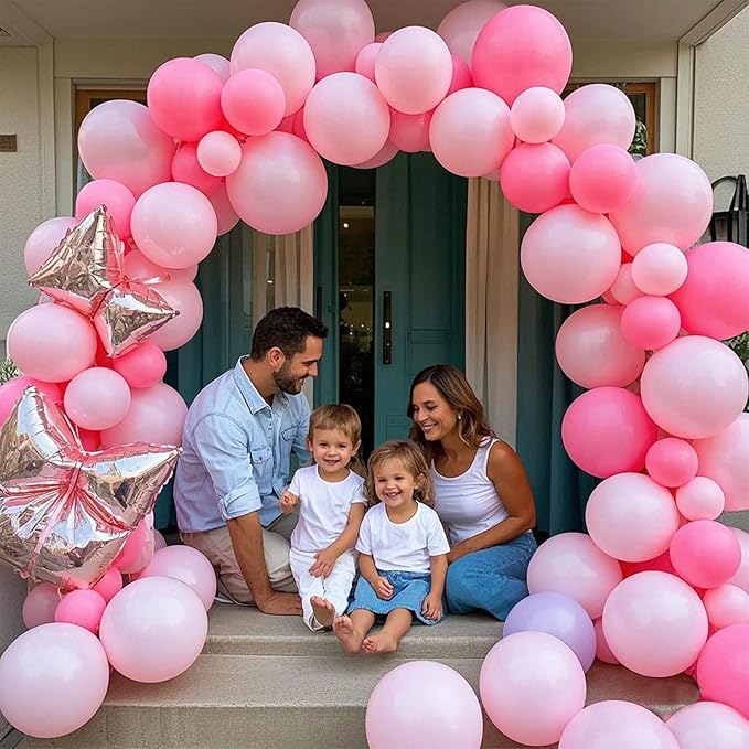 Pastel Pink Balloons 145 pcs Light Pink Brthday Decorations Different Sizes of 18 12 10 5 Inch Baby Pink Balloons for Gender Reveal Balloons Garland Balloon Arch as Birthday Party Decorations