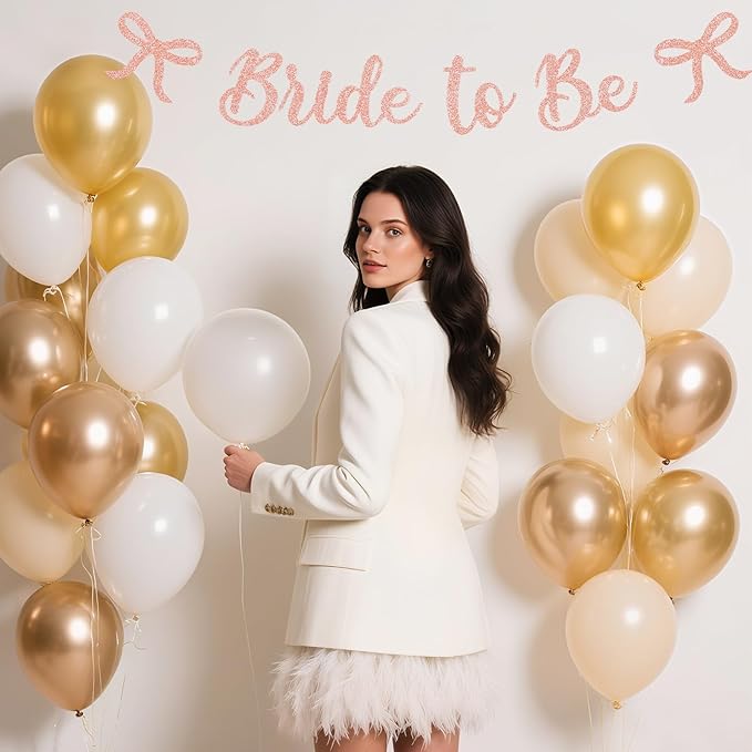 Bride to Be Banner, Rose Gold Bride to Be with Bow Glitter Bachelorette Bridal Party Banner BRIDE TO BE Sign for Rose Gold Bachelorette Bridal Shower Wedding Engagement Hen Party Decorations