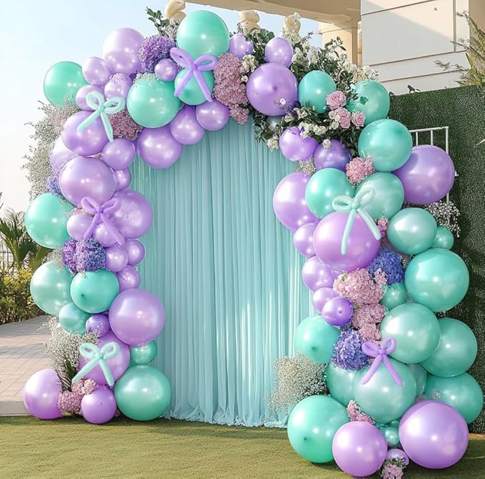 Pearl Teal Blue Balloon Double Stuffed Blue Balloons Garland Pearl Turquoise Arch Kit Teal Long Balloons Different Size for Birthday Wedding Baby Shower Anniversary Decoration