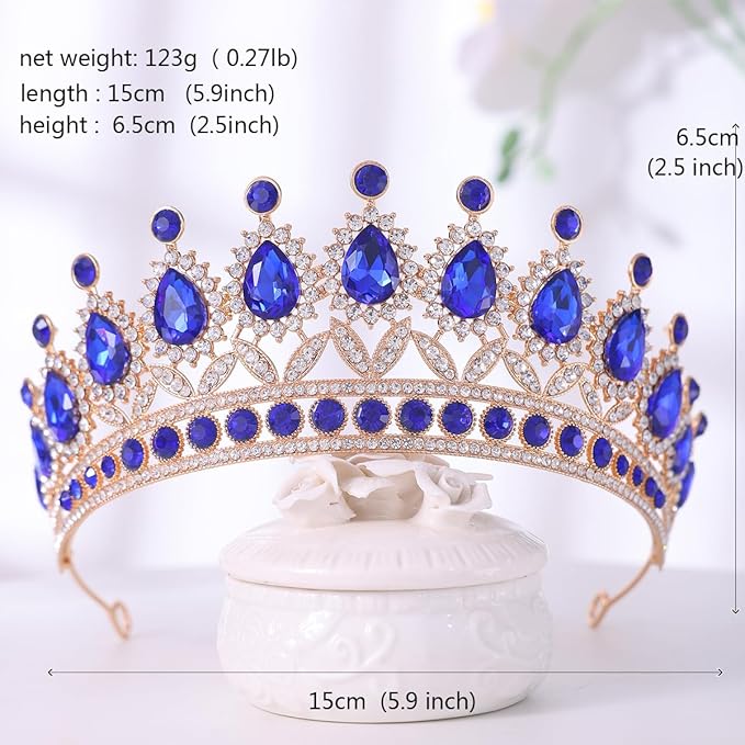 FORSEVEN Crystal Tiaras and Crowns for Women - Wedding and Birthday Party Princess Crown Hair Accessories - Bride Rhinestone Headband Halloween Decorations Hairband
