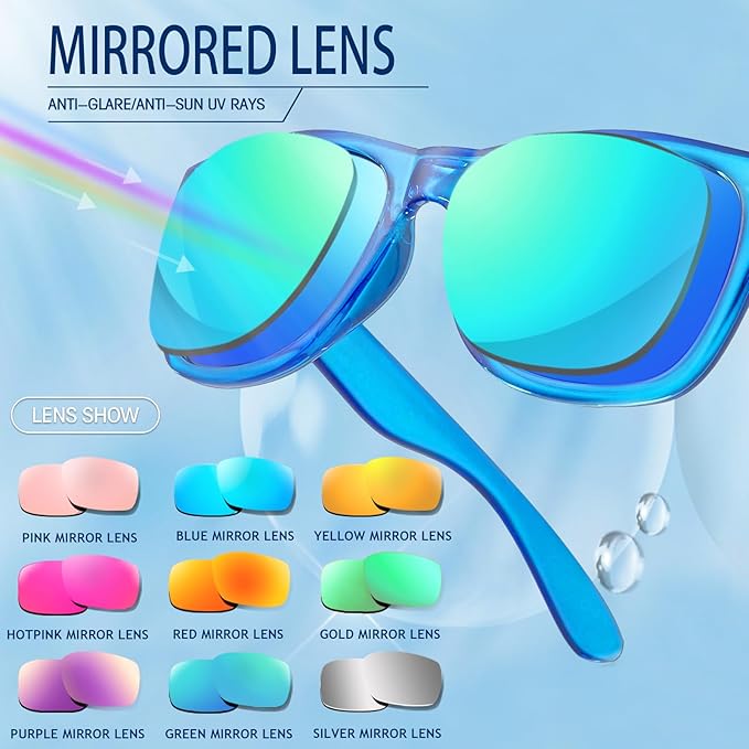 Pibupibu 10/20 Pack Neon Party Sunglasses Bulk,Wholesale Retro 80s Colorful Mirrrored Lens Sunglasses Party Favors