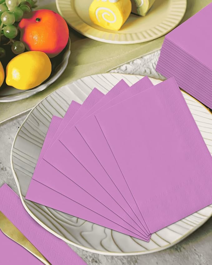 qiqee Light Pink Paper Napkins 13 * 16inch Guest Paper Disposable Towels Napkin Paper Hand Towels for Wedding, Dinner, Birthday Party, Dessert Cocktail & Kitchen Napkins( 120 Count)
