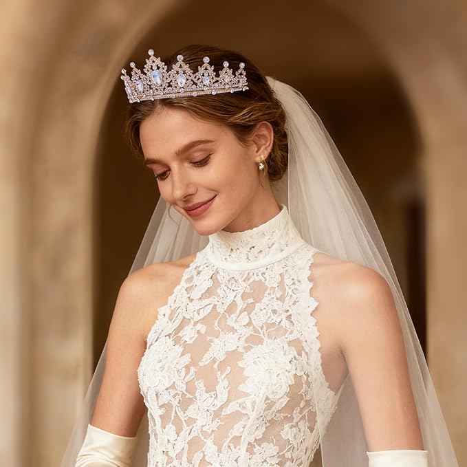 Princess Tiara and Crown for Women Wedding Tiaras for Bridal girls Tiaras and Crystal Crowns Rhinestone Headband Metal Hair Accessories for Costume Birthday Party Prom