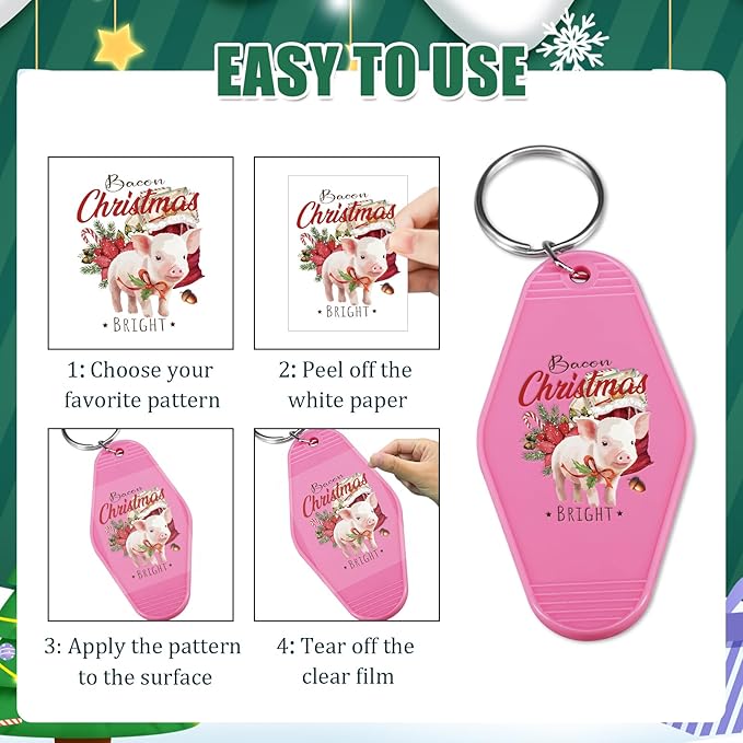 Christmas UV DTF Stickers - 80 Pcs Christmas Farm Animals Uvdtf Decals for Motel Keychain Xmas Highland Cow Horse UV DTF Wraps Sticker Waterproof Hotel Keychain Transfers Stickers