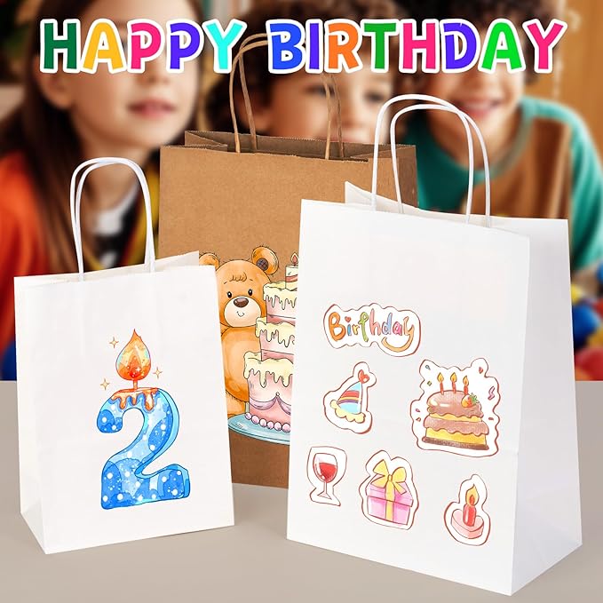YEEHAW White Paper Bags with Handles Bulk 5.25"x3.2"x8.25" 50Pcs Gift Bags Small Size, White Gift Bag with Handles for Retail, Party, Shopping, Merchandise