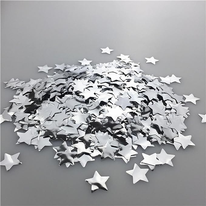 Silver Star Foil Confetti Beautiful Metallic Table Confetti Glitter for Fill Balloons, Wedding,Birthday,Party,Festival Decoration(8000PCS)