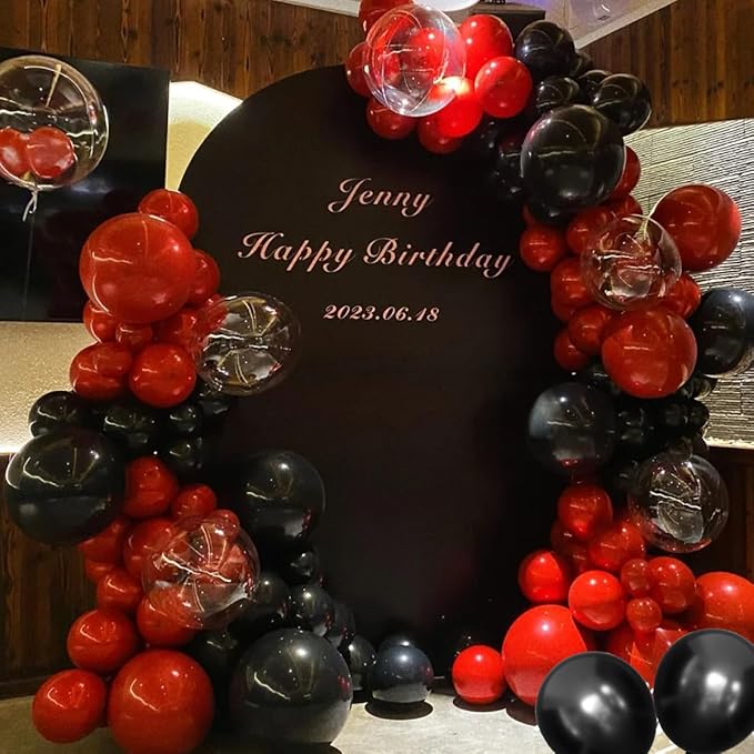 Red Yellow Black Balloons Arch Kit, 156Pcs Matte Latex Balloon Different Sizes 18 12 10 5 Inch for Birthday Baby Bridal Shower Wedding Party Backdrop Decorations