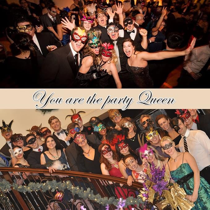 Masquerade Mask for Women Shiny Laser Cut Metal Rhinestone Mask Party Porm Ball Mask