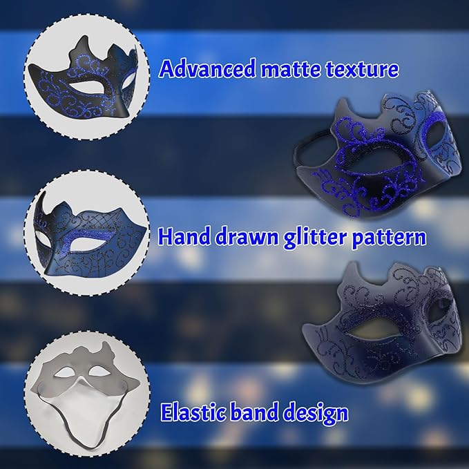 Couple Masquerade Mask Set, Venice Party Mask, Ancient Greek Roman Warrior Venetian Half Face Masks