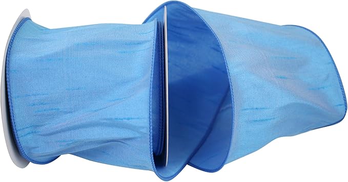 Reliant Ribbon 92975W-053-10F Dupioni Supreme Wired Edge Ribbon, 4 Inch X 10 Yards, Blue