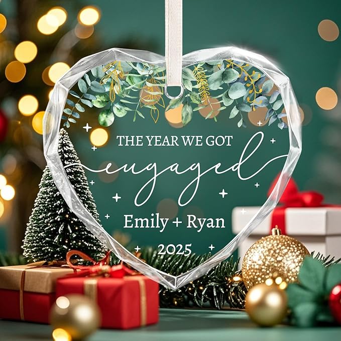 Engagement Gifts for Couples - Personalized Engagement Ornament Gifts for Newly Engaged Couples, Women, Fiance, Her - Bride to Be Gift, First Christmas Just Engaged Acrylic Ornament 2025