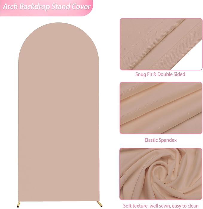 Wokceer 6 FT Wedding Arch Stand and Arch CoverMetal Arch Stand with Arch Stand Cover for Birthday Party Wedding Ceremony Bridal Baby Shower Event Decor, Nude Pink