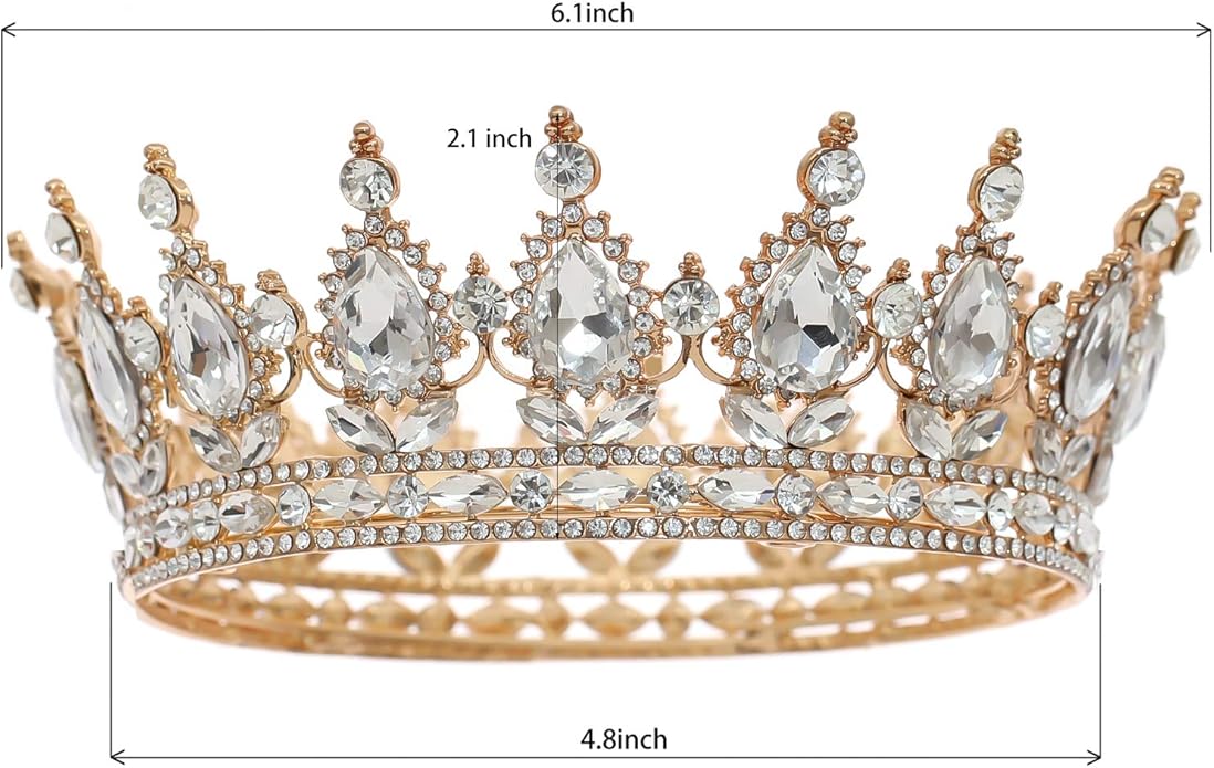 FORSEVEN Queen Crown Rhinestone Wedding Crowns and Tiaras for Women Costume Party Hair Accessories Princess Birthday Crown Crystal Bridal Crown Halloween Decorations Headband
