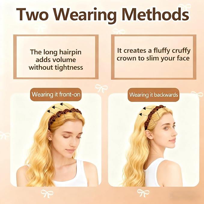 3PCS Retro High Skull Headband Wedding Party Elegant Reversible Headband with Teeth High Cranium Headbands for Women (Multicolor)