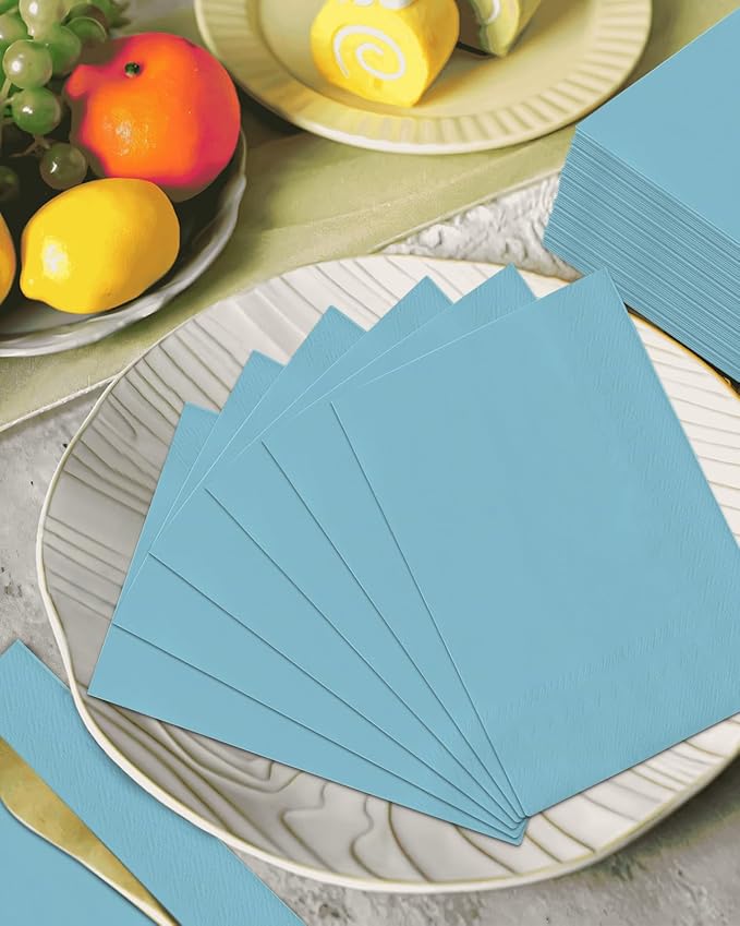 qiqee Bright Blue Paper Napkins 13 * 16inch Guest Paper Disposable Towels Napkin Paper Hand Towels for Wedding, Dinner, Birthday Party, Dessert Cocktail & Kitchen Napkins( 120 Count)