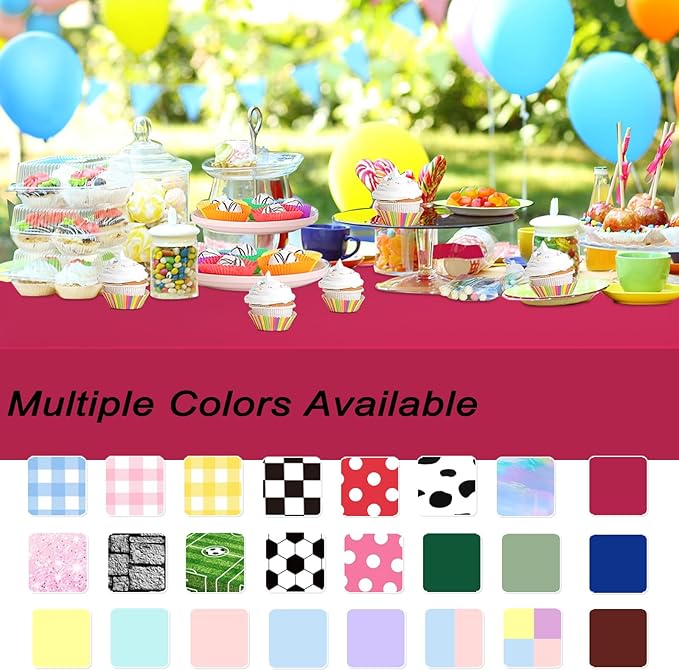 WNINK 4 Pack Bright Red Plastic Tablecloth Disposable Table Covers 54" x 108" Table Cloths for Bridal Shower Engagement Wedding Birthday Picnic Parties