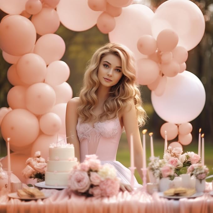 130PCS PastelOrange Balloons, Latex Balloon Different Sizes 18/12/10/5 In, Helium Balloons with Ribbon, Party Balloon Set for Birthday Wedding Graduation Anniversary Baby Shower Decoration