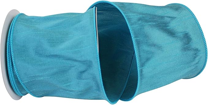Reliant Ribbon 92975W-913-10F Dupioni Supreme Wired Edge Ribbon, 4 Inch X 10 Yards, Turquoise