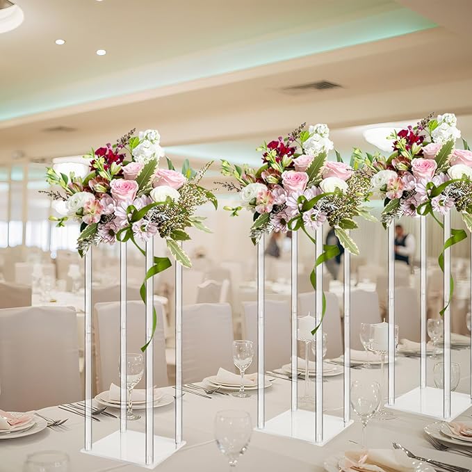 6Pc Tall Acrylic Vases Wedding Centerpieces for Tables - 20inch Clear Flower Stand for Wedding Birthday Party Home Table Decorations