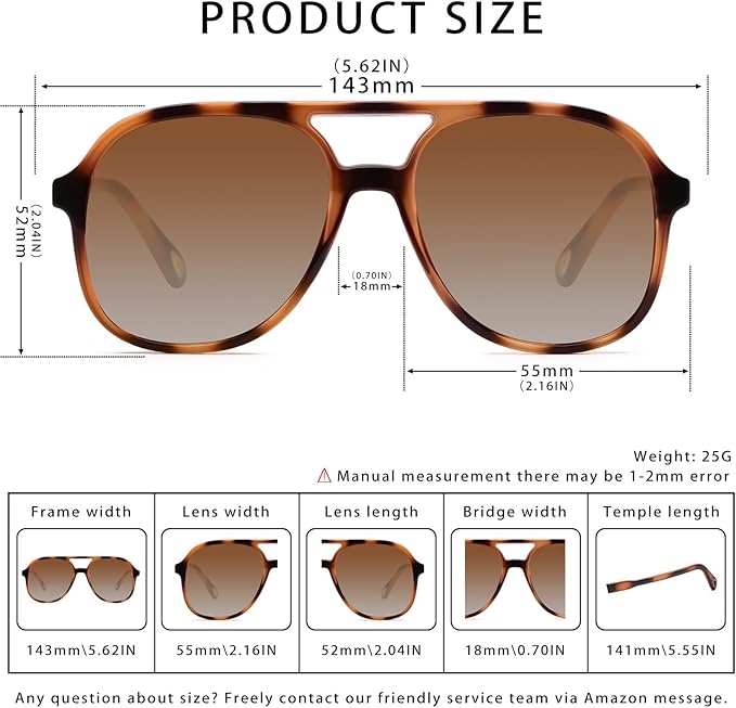 YDAOWKN Retro Square Aviator Sunglasses for Womens Mens Vintage 70s Double Bridge Sun Glasses