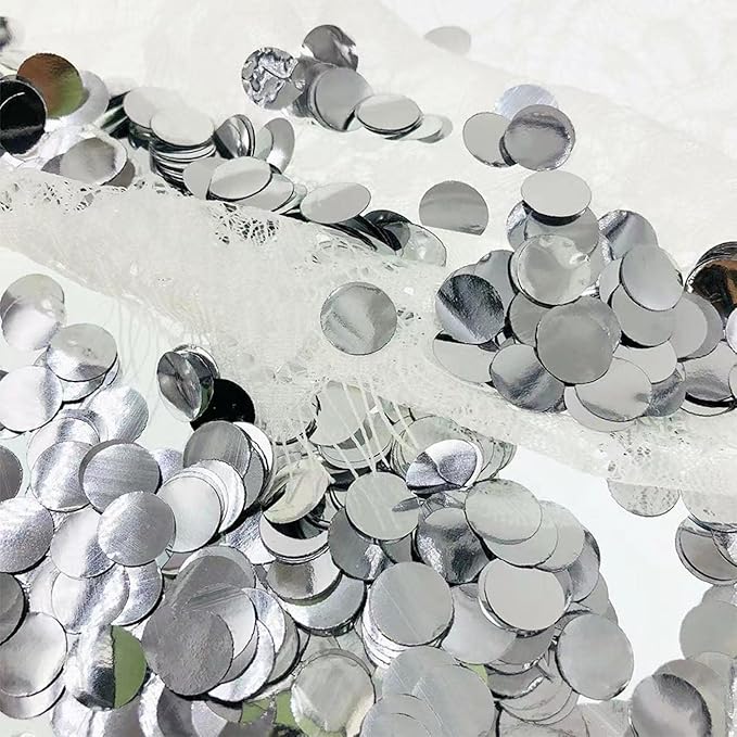 Silver Round Foil Confetti Beautiful Metallic Table Confetti Glitter for Fill Balloons, Wedding,Birthday, Party,Festival Decoration(8000PCS)