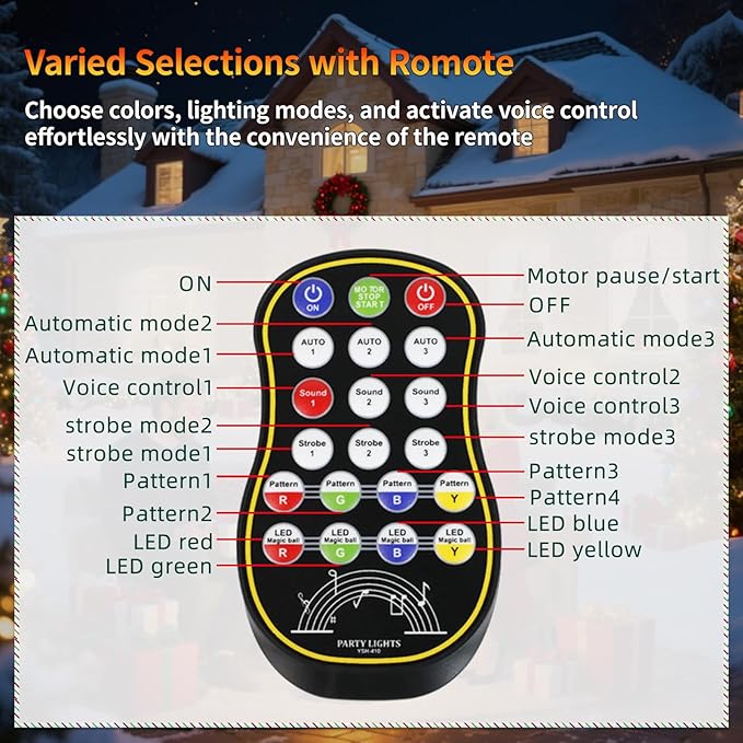YSH Disco Ball Strobe Lights, Sound Control Party Lights with Remote DJ Lighting for Family Room Prom Birthday Karaoke, New Year's Eve Christmas Decoration(Animation is a Christmas Element)