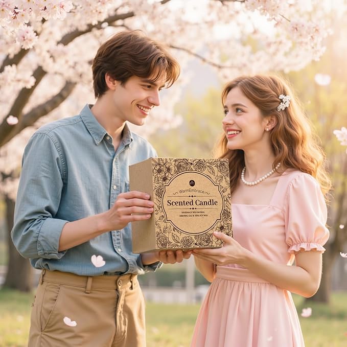 WarmEmbrace Lavender Candles, 4-Pack Scented Candle Set for Women, 7.6 oz Natural Organic Soy Wax in Glass Jar, 160 Hours Long-Lasting Burn, Perfect for Christmas Friend Birthday Gifting (4 Fragrance)